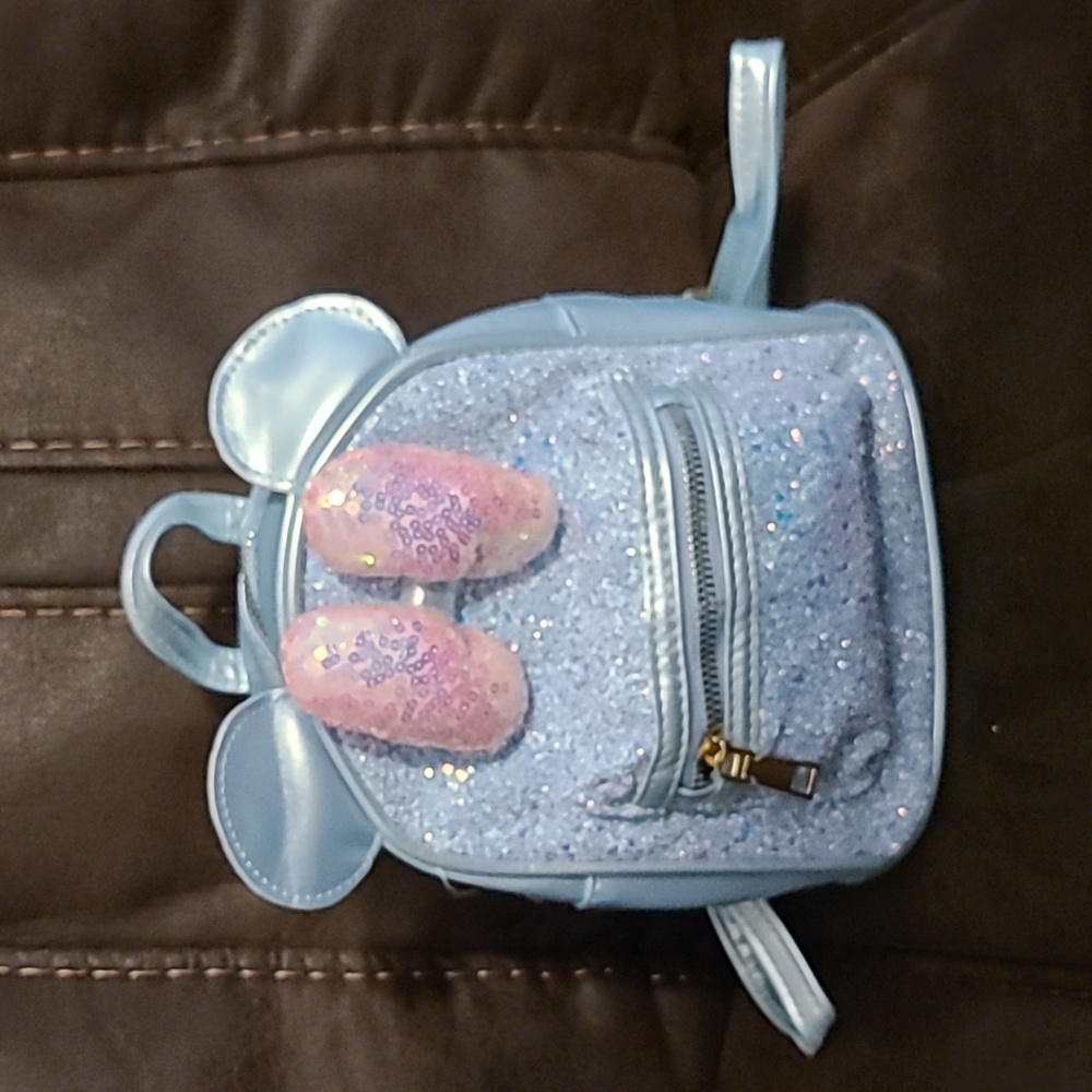 Blue sparkly ear backpack